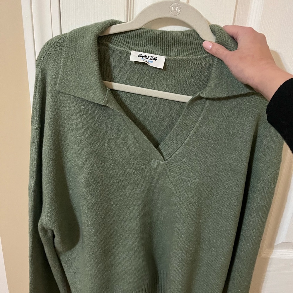 Double Zero Olive V-Neck Sweater